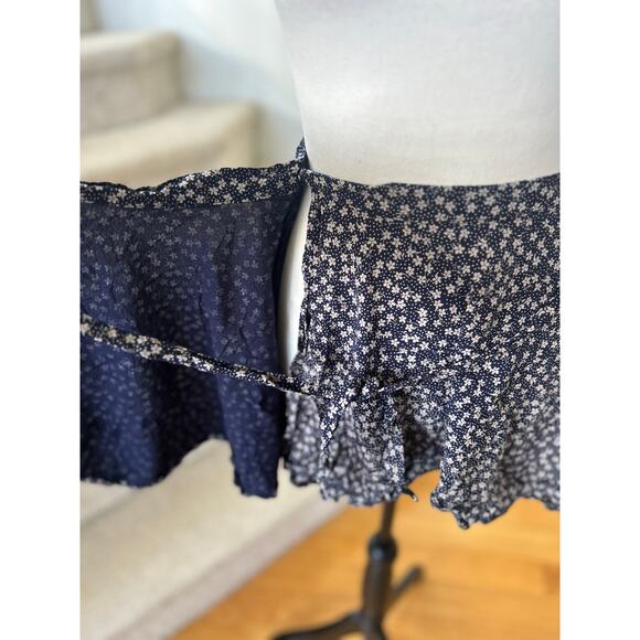Ralph Lauren Denim Supply Navy Blue Ditzy Floral Micro Mini Wrap Tie Skirt - Picture 4 of 6